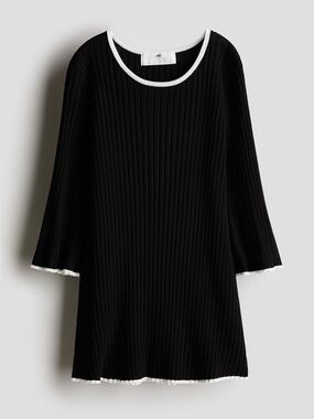 H&M Ribbed Tunic Sweater - Burgundy